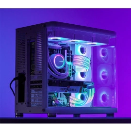 Jonsbo DY-2 (GPU-2 * 8Pin) Addressable RGB Power Extension Cable Kit for Graphics Card Connector, Rainbow Bridge 5V ARGB PC PSU Cables,White