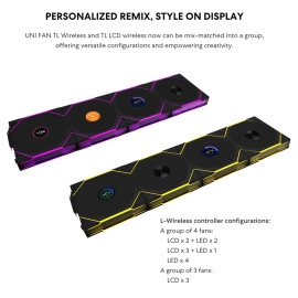 Lian Li UNI Fan TL Wireless 140-Single Pack -2.4 GHz Wireless Signal 140MM ARGB Fan-Infinity Mirror-Daisy-Chain - Customizable Lighting Effects-Controller NOT Included & Required - Black (14TL1W1B)