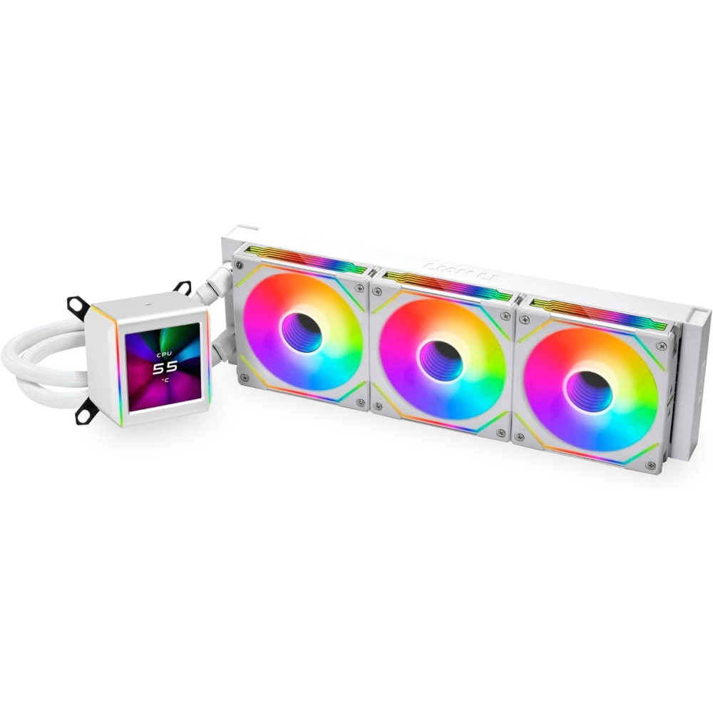 Lian Li GA II LCD 360MM AIO - Asetek 8th Gen - 2.88” IPS LCD Screen Liquid Cooler - Screen Recording for Videos and Photos - Pre-Installed UNI Fan SL-INF Fans (GA2ALCD36INW)