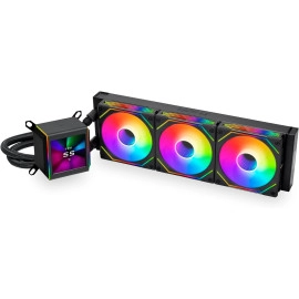 Lian Li GA II LCD 360MM AIO - Asetek 8th Gen - 2.88” IPS LCD Screen Liquid Cooler - Screen Recording for Videos and Photos - Pre-Installed UNI Fan SL-INF Fans (GA2ALCD36INW)