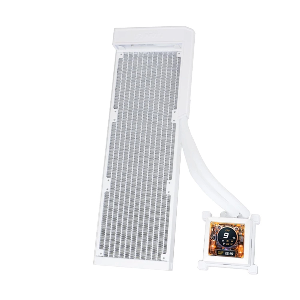 Lian Li Hydroshift LCD 360 Liquid Cooler - Flexible Side-Mounted Coolant Pathway, 2.88” LCD Screen - 480 x 480 Res. - Captured Screenshots or Recorded Videos - Fits Most PC Fans - White (HSLCD36NW)