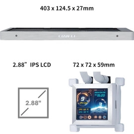 Lian Li Hydroshift LCD 360 Liquid Cooler - Flexible Side-Mounted Coolant Pathway, 2.88” LCD Screen - 480 x 480 Res. - Captured Screenshots or Recorded Videos - Fits Most PC Fans - White (HSLCD36NW)