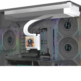 Lian Li Hydroshift LCD 360 Liquid Cooler - Flexible Side-Mounted Coolant Pathway, 2.88” LCD Screen - 480 x 480 Res. - Captured Screenshots or Recorded Videos - Fits Most PC Fans - White (HSLCD36NW)