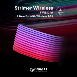 Lian Li Strimer Wireless 16 Pin (PW16-121W) - Addressable RGB Power Extension Cable - 2.4 GHz Wireless Control with 370mm; 14.56 Inch Length - LED Strip - Wireless Controller NOT Included & Required