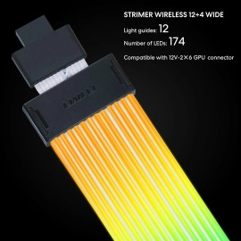 Lian Li Strimer Wireless 16 Pin (PW16-121W) - Addressable RGB Power Extension Cable - 2.4 GHz Wireless Control with 370mm; 14.56 Inch Length - LED Strip - Wireless Controller NOT Included & Required