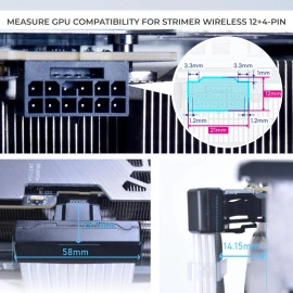 Lian Li Strimer Wireless 16 Pin (PW16-121W) - Addressable RGB Power Extension Cable - 2.4 GHz Wireless Control with 370mm; 14.56 Inch Length - LED Strip - Wireless Controller NOT Included & Required