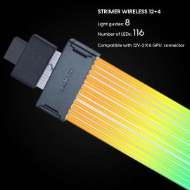 Lian Li Strimer Wireless 16 Pin (PW16-81W) - Addressable RGB Power Extension Cable - 2.4 GHz Wireless Control with 370mm; 14.56 Inch Length - Wireless Controller NOT Included & Required