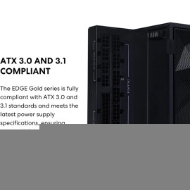 Lian Li EDGE750W Fully Modular Low-Noise ATX Power Supply - ATX 3.1 & PCIE 5.1 Compliant - Cybenetics Gold Efficiency - 12V-2x6 Cable - L-Shape Design - Without USB/Fan Hub - Black (EG0750G.B)