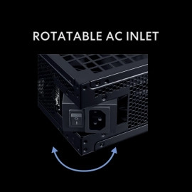 Lian Li RS 1000W Rotational Shift Fully Modular ATX Power Supply (W/USB Fan Hub) 90° AC Inlet, Cybenetics Platinum, 80+ Gold, ATX 3.1, PCIe 5.1, 12V-2×6 Cable, 10 Year Warranty, Black (RS1000G.BH)
