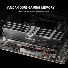 TEAMGROUP T-Force Vulcan DDR5 32GB (2x16GB) 6000MHz (PC5-48000) CL30 Intel XMP 3.0 & AMD Expo Compatible Desktop Memory Ram Black FLBD532G6000HC30DC01